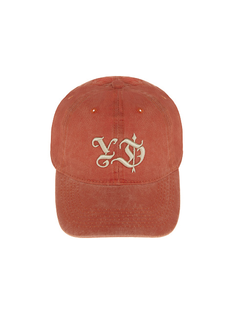 Оранжевая кепка из винтажного денима с белой вышивкой, 2