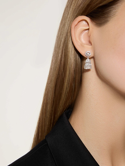 Маленькие серьги-кисти из белого золота с бриллиантами, 3