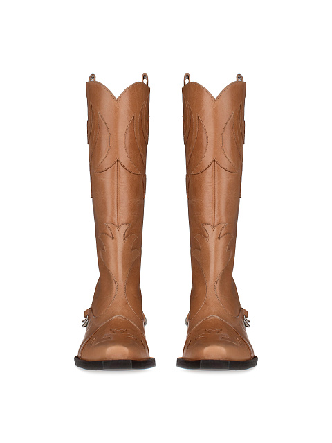 Темно-бежевые кожаные казаки с цепочкой, 2