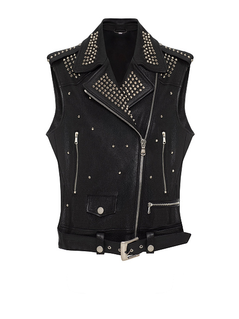 Черный кожаный жилет с шипами, 1