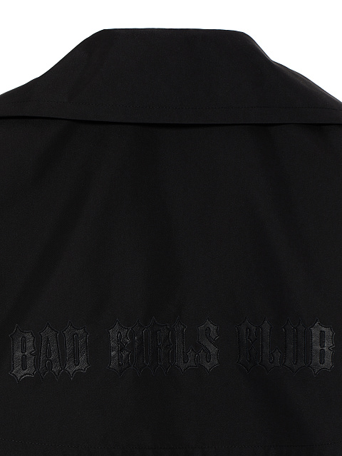 Черный двубортный тренч из хлопка с отделкой из кожи, 4