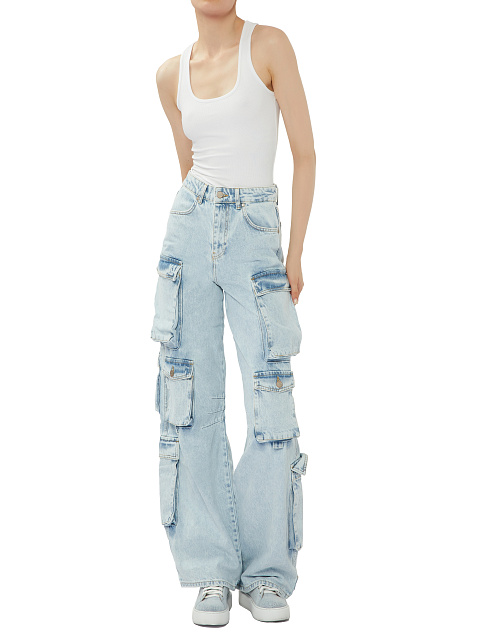 Голубые кеды из кожи и денима, 5