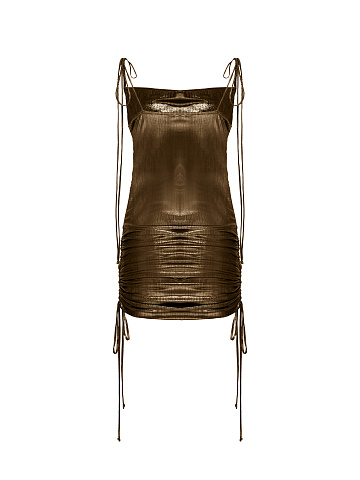 Коричневое платье-трансформер из трикотажа с металлическим блеском, 2