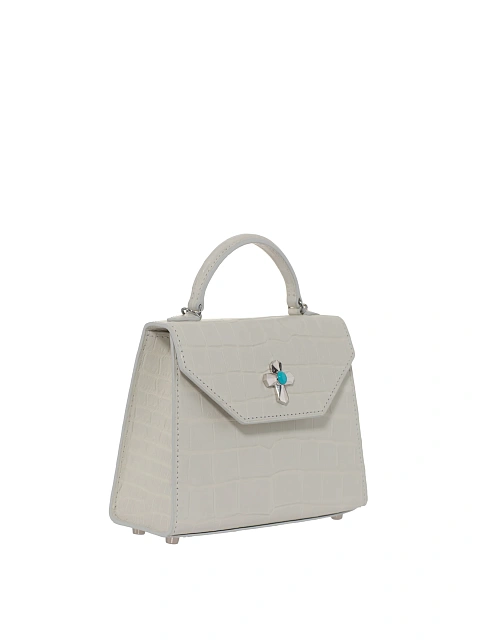 Белая сумка из крокодиловой кожи с бирюзой, 2