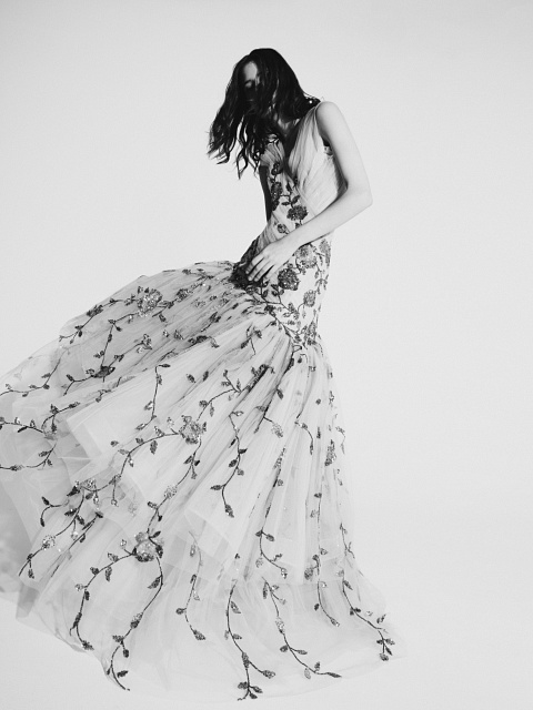 Бежевое асимметричное платье-макси из сетки с вышивкой, 6 Бежевое асимметричное платье-макси из сетки с вышивкой, 6