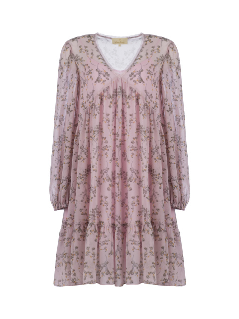 Розовое платье с цветочным принтом из шифона, 1