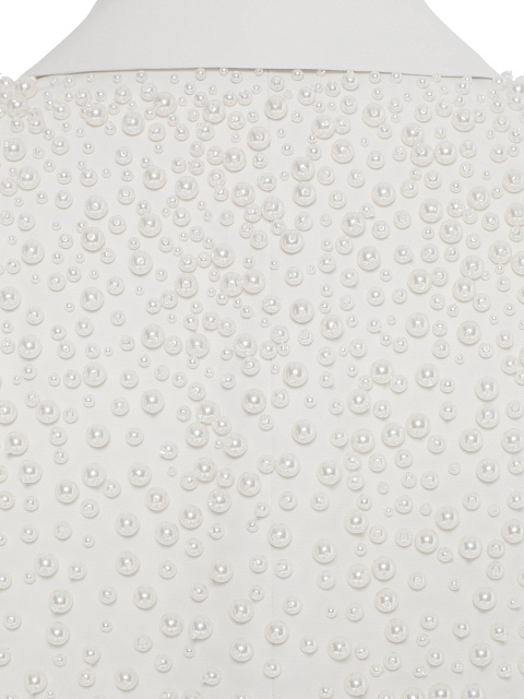 Белый костюм-тройка с вышивкой жемчугом, 7