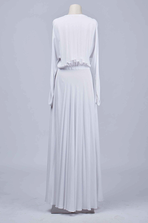 Платье-рубашка из белой вискозы, рукав летучая мышь р-р S,M, 1 Платье-рубашка из белой вискозы, рукав летучая мышь р-р S,M, 1