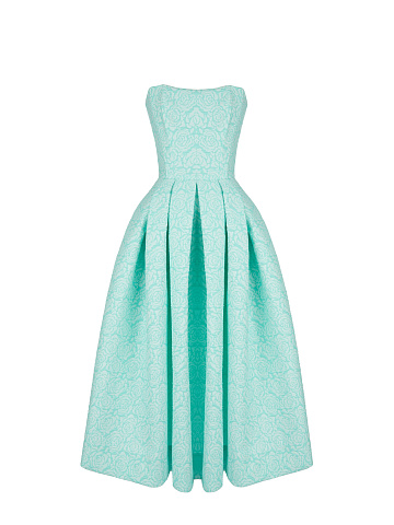 Бирюзовое платье-миди из жаккарда, 1