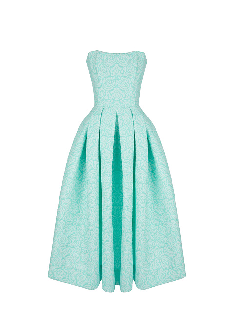 Бирюзовое платье-миди из жаккарда, 1