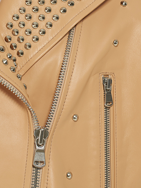 Бежевая кожаная косуха с шипами, 4 Бежевая кожаная косуха с шипами, 4