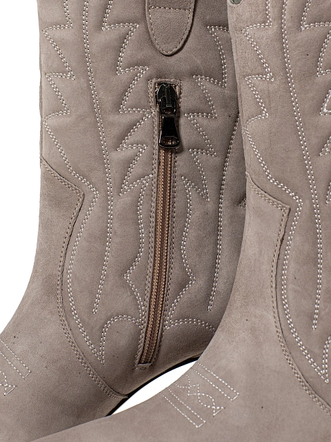 Серые замшевые казаки на каблуке, 5