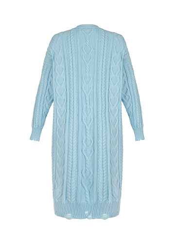 Голубой хлопковый кардиган с косами, 2