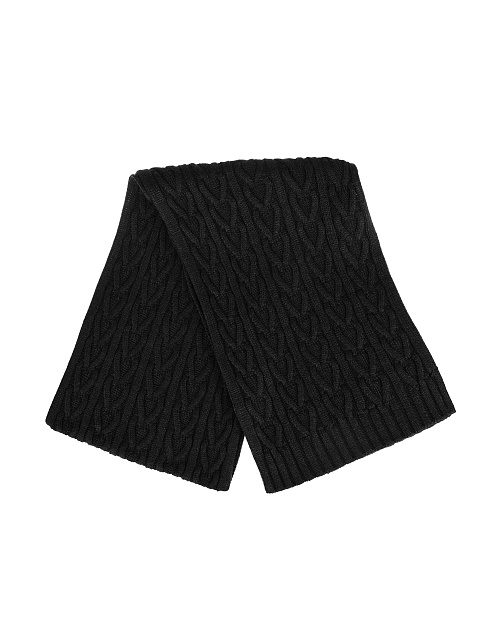 Черный шерстяной шарф с косами, 2 Черный шерстяной шарф с косами, 2