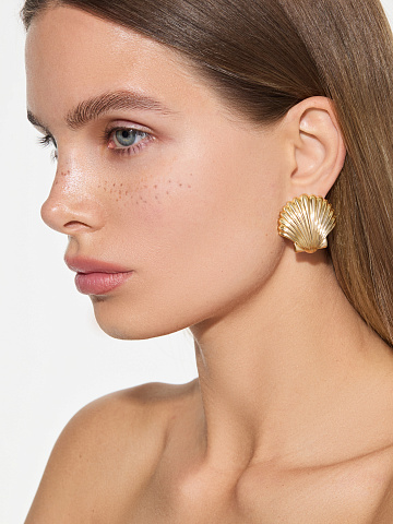 Серьги-ракушки из желтого золота, 2 Серьги-ракушки из желтого золота, 2