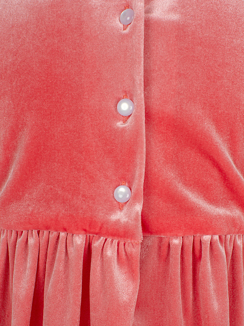 Розовое детское платье из бархата с кружевным воротником, 4