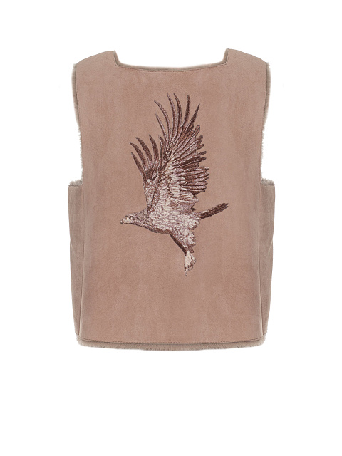 Розовый жилет из овчины с вышивкой, 2 Розовый жилет из овчины с вышивкой, 2