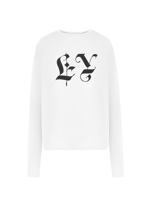 Белый хлопковый лонгслив с черным принтом "Like Yana", 1