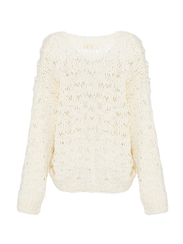 Белый пуловер из кашемира с бисером, 2