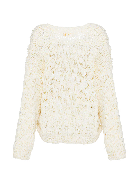 Белый пуловер из кашемира с бисером, 2