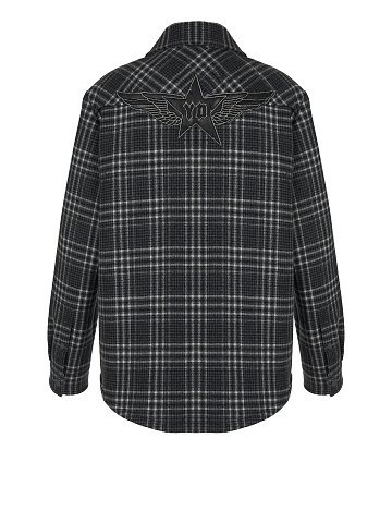 Черная шерстяная куртка в клетку с подкладом из овчины, 2