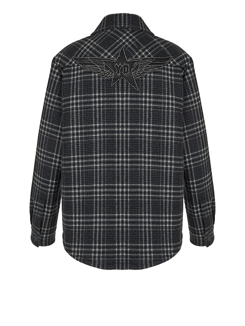 Черная шерстяная куртка в клетку с подкладом из овчины, 2