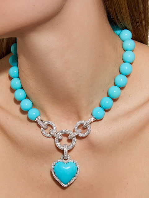 Кулон с кабошоном из аризонской бирюзы в форме сердца, 2