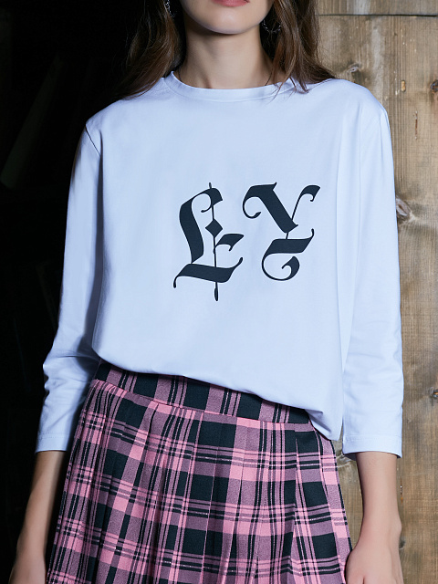 Белый хлопковый лонгслив с черным принтом "Like Yana", 4