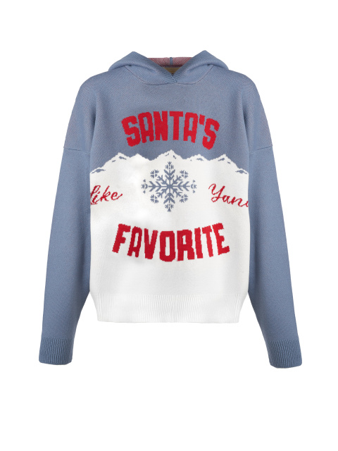 Серо-белый свитер с капюшоном Santa\\\'s Favorite, 1