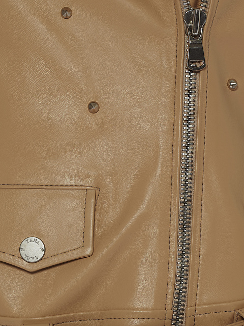 Бежевый кожаный жилет с шипами, 4