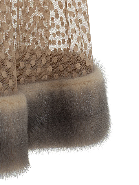 Бежевое платье из сетки с мехом норки, 6