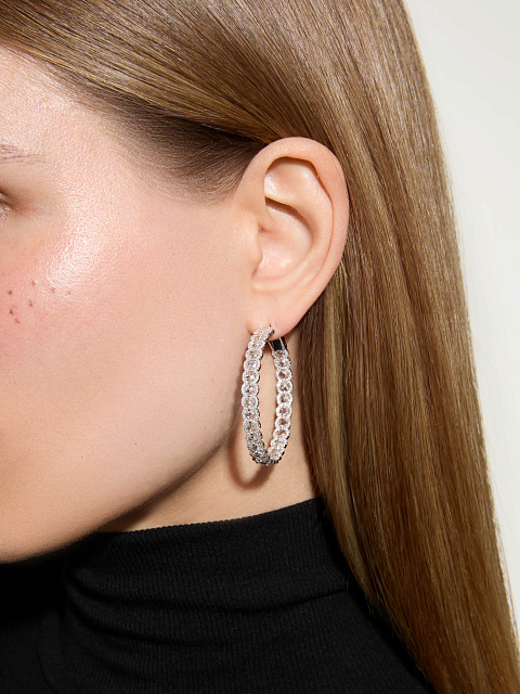 Хупсы из белого золота с бриллиантами в огранке «роза», 2