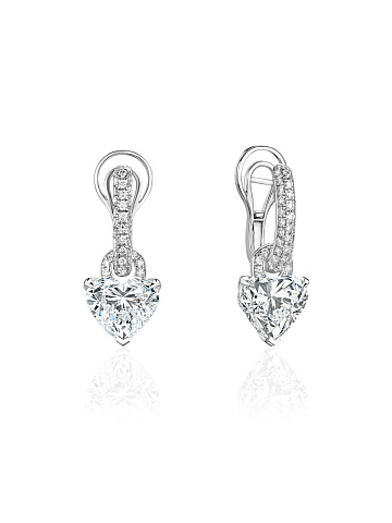 Серьги из белого с бриллиантами LG в огранке «сердце», 1