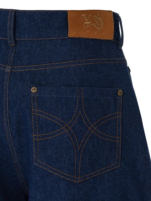 Темно-синие хлопковые джинсы-бананы, 4