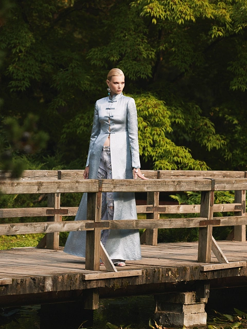 Серо-голубое платье-кимоно из шелка, 7 Серо-голубое платье-кимоно из шелка, 7