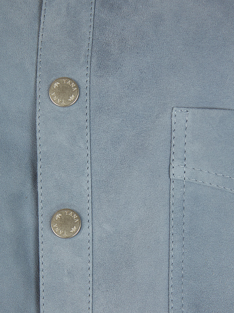 Голубая укороченная замшевая куртка с вышивкой на спине, 4