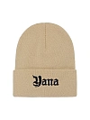 Шапка бежевая с черной вышивкой "Yana" Шапка бежевая с черной вышивкой "Yana"