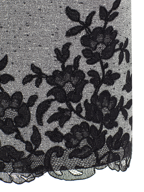 Серое платье-миди из шерсти с черным кружевом, 4