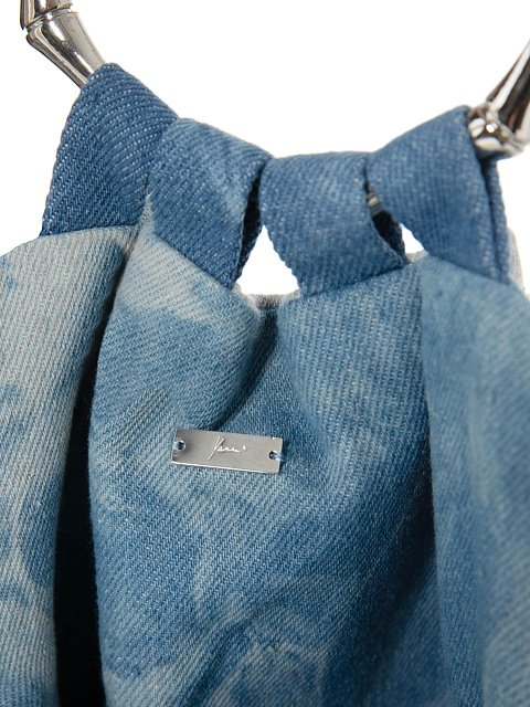 Голубая сумка-кисет из денима с принтом tie-dye и перьями, 4 Голубая сумка-кисет из денима с принтом tie-dye и перьями, 4