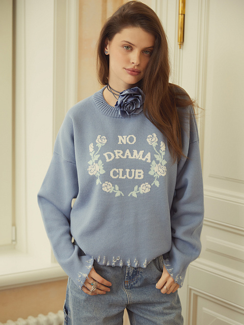 Серо-синий свитер No Drama Club, 4