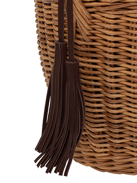 Коричневая сумка-корзина с мешочком из кожи, 3