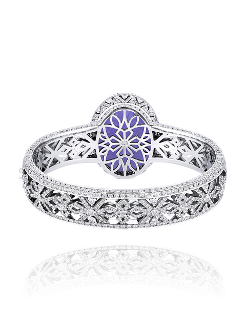 Браслет из белого золота с кабошоном из жадеита и бриллиантами круглой огранки, 3 Браслет из белого золота с кабошоном из жадеита и бриллиантами круглой огранки, 3