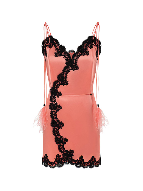 Платье-мини из шелка с кружевом, 1