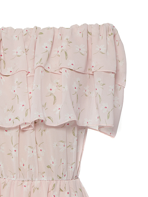 Светло-розовое шифоновое платье-мини с открытыми плечами, 3 Светло-розовое шифоновое платье-мини с открытыми плечами, 3