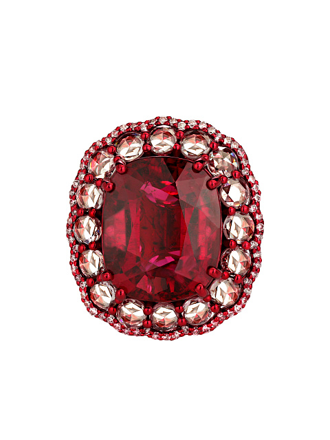 Кольцо из розового золота с рубеллитом и бриллиантами, 3