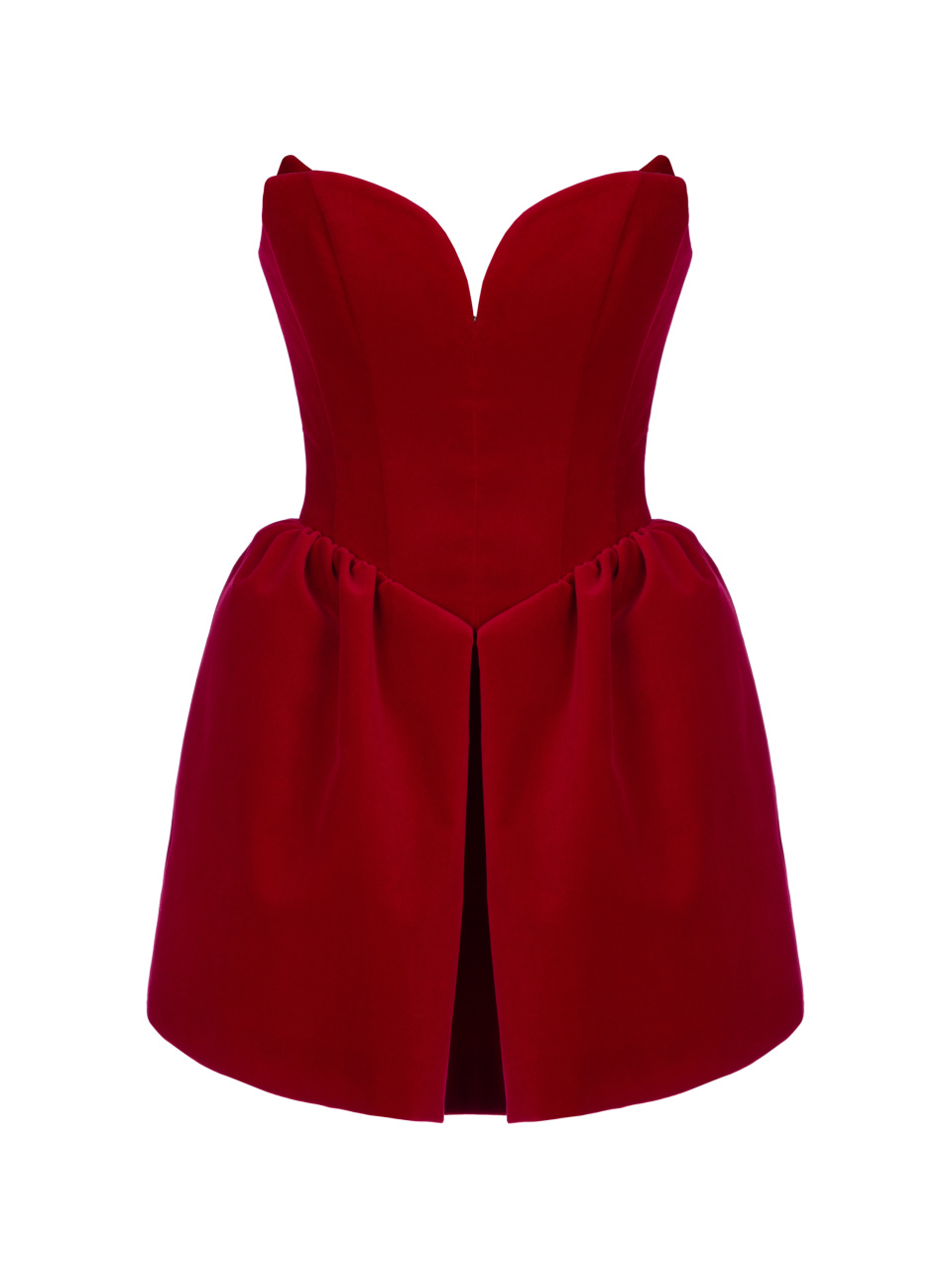 Красное платье-мини из бархата, 1