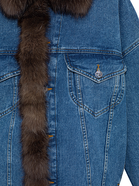 Синяя джинсовая куртка с подкладом из меха соболя, 4 Синяя джинсовая куртка с подкладом из меха соболя, 4