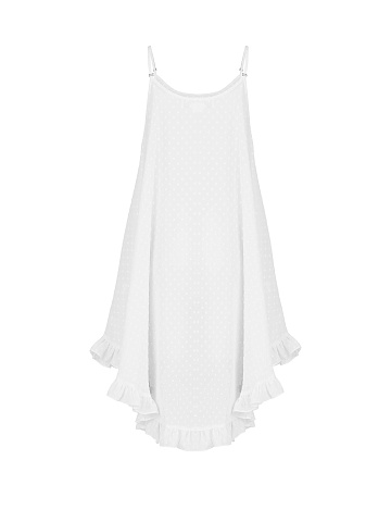 Белый детский сарафан из шифона в горошек, 2