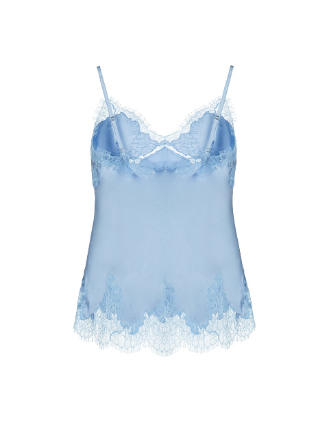 Голубой шелковый топ с кружевом, 2
