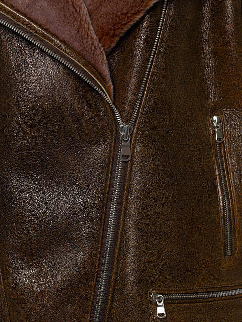 Коричневая объемная дубленка из овчины, 3